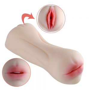 Male Masturbators Pocket Pussy Mouth Blow Job Stroker Sex Toys for Men flesh light 3D Realistic Lifelike Textured Vagina Channel Masturbation Sleeve Tight Ribbed Soft Vaginal Cup